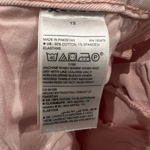 Old Navy jean mini skirt button up raw hem pink blush size 12 - Picture 9 of 12